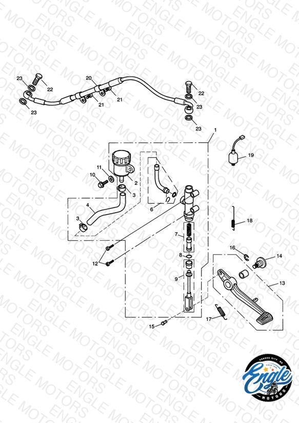 Rear Brake Master Cylinder, Reservoir & Pedal