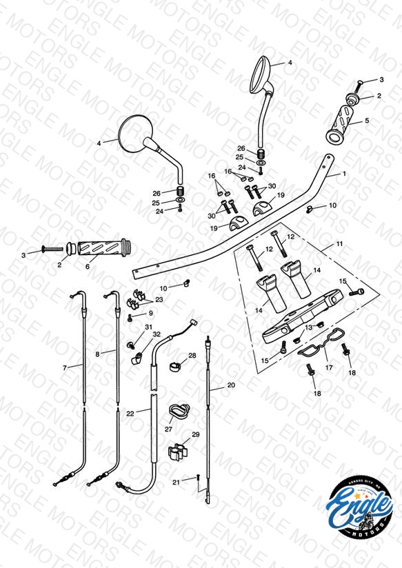 Handlebars, Top Yoke, Cables & Mirrors > 469050