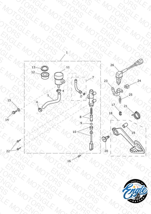 Rear Brake Master Cylinder, Reservoir & Pedal