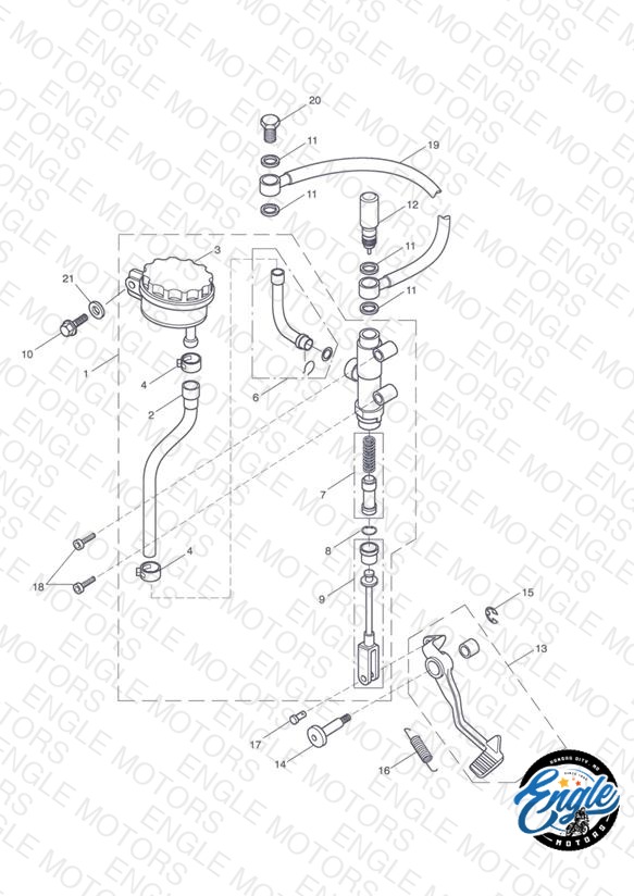 Rear Brake Master Cylinder, Reservoir & Pedal