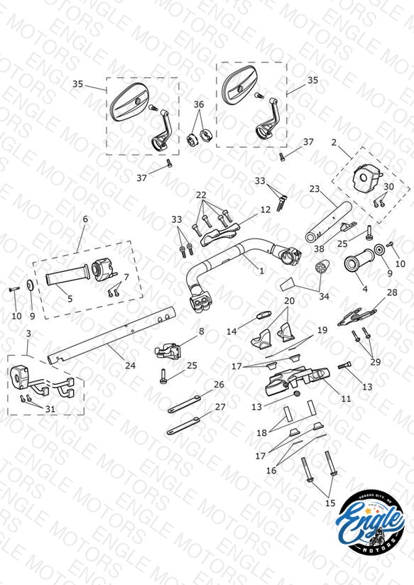 Handlebars, Top Yoke & Mirrors