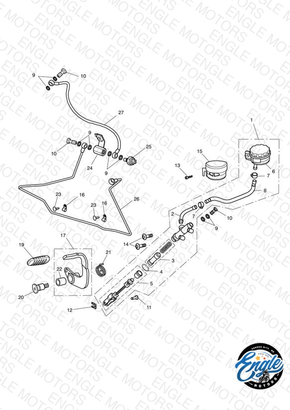 Rear Brake Master Cylinder, Reservoir & Pedal 468391 > 532899