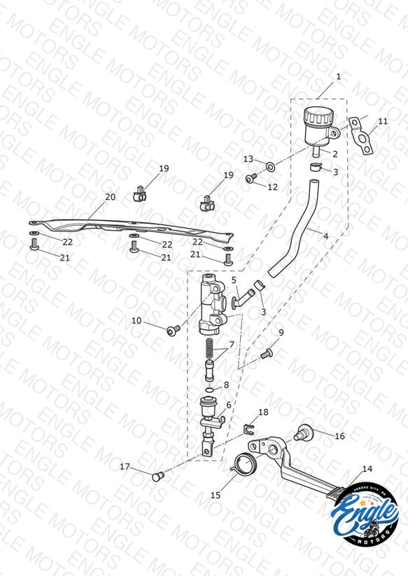 Rear Brake Master Cylinder, Reservoir & Pedal