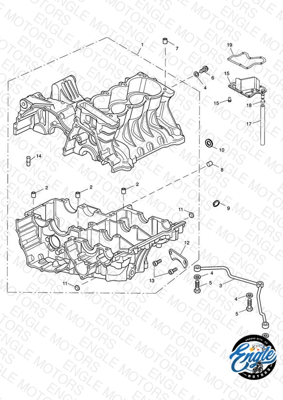 Crankcase & Fittings Eng No 228631 >