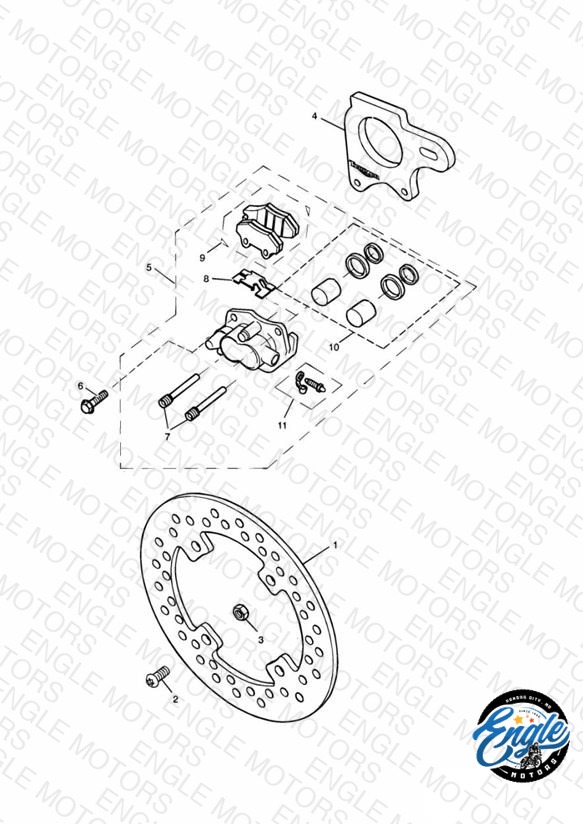Rear Brake Disc and Caliper Single sided swingarm