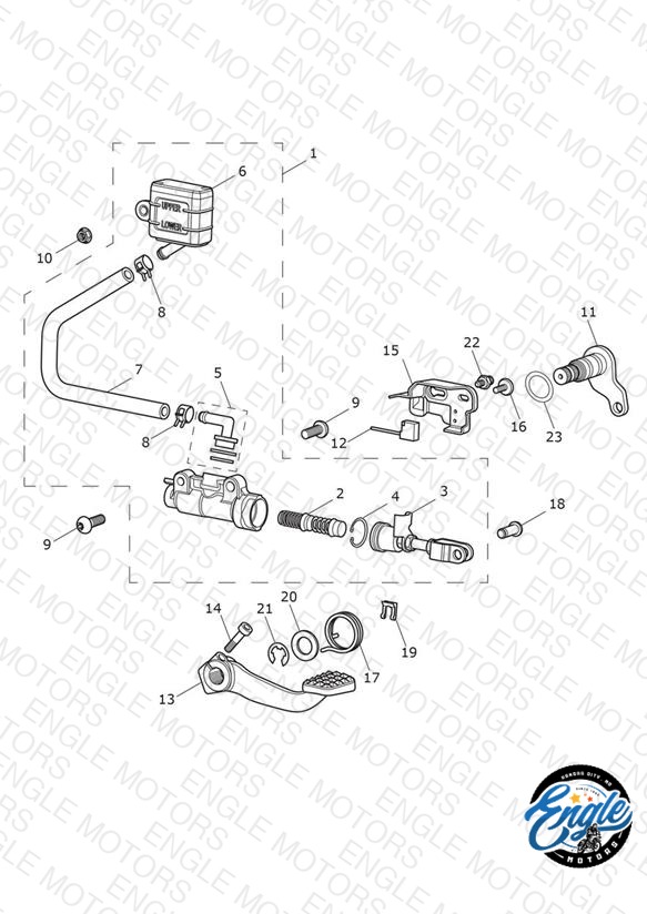 Rear Brake Master Cylinder, Reservoir & Pedal