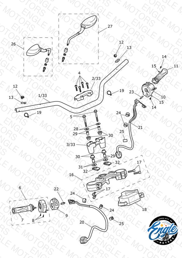 Handlebars, Top Yoke & Mirrors