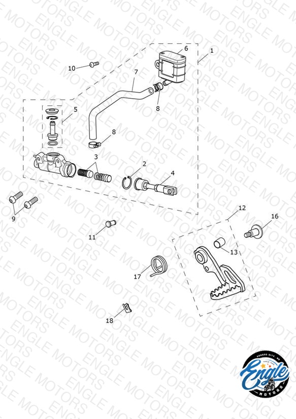 Rear Brake Master Cylinder, Reservoir & Pedal