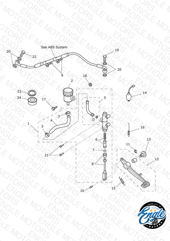 Rear Brake Master Cylinder, Reservoir & Pedal