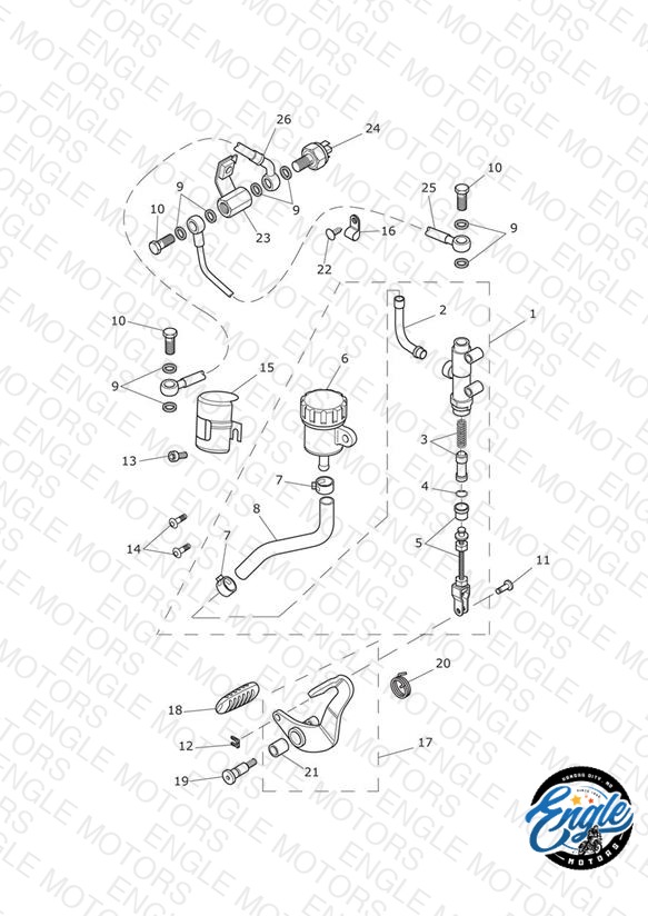 Rear Brake Master Cylinder, Reservoir & Pedal 532900 >