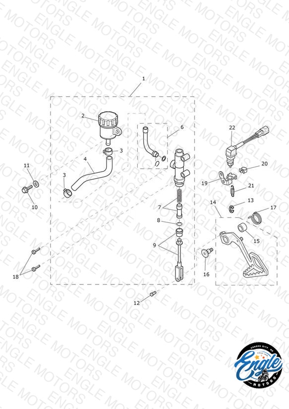 Rear Brake Master Cylinder, Reservoir & Pedal